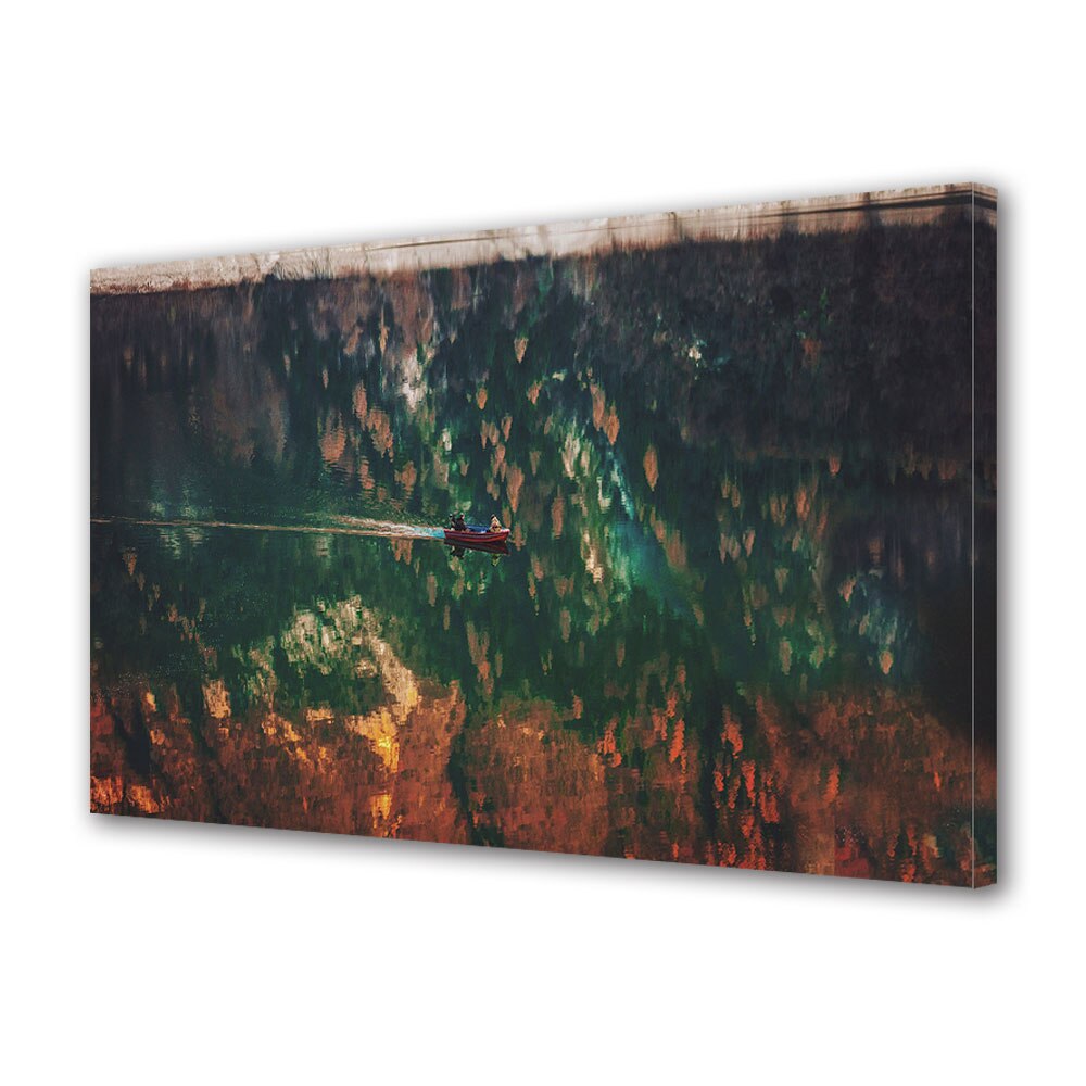 Tablou Canvas Luminos in intuneric VarioView LED, Toamna, Prieteni in barca, 30 x 45 cm