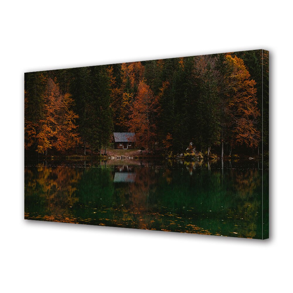 Tablou Canvas Luminos in intuneric VarioView LED, Toamna, Cabana retrasa, 30 x 45 cm