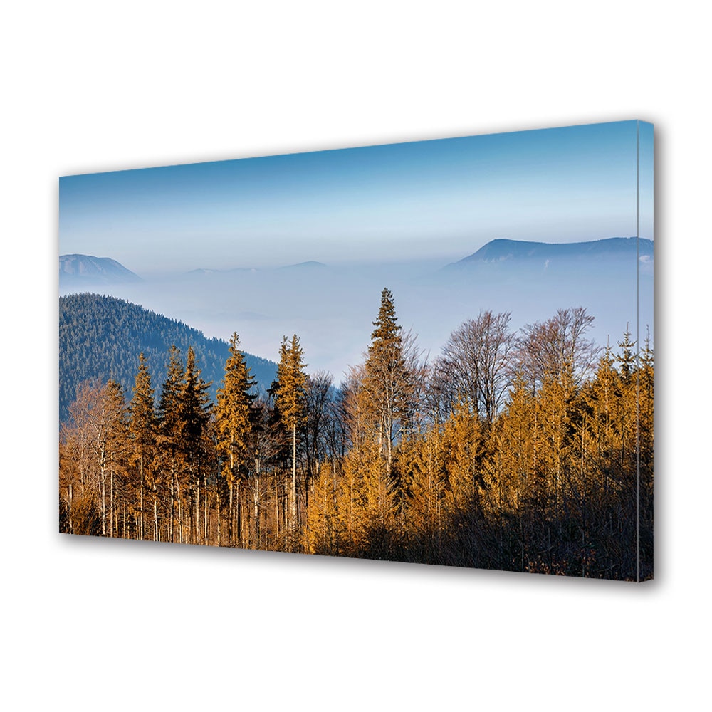 Tablou Canvas Luminos in intuneric VarioView LED, Toamna, Ceata peste munti, 40 x 60 cm