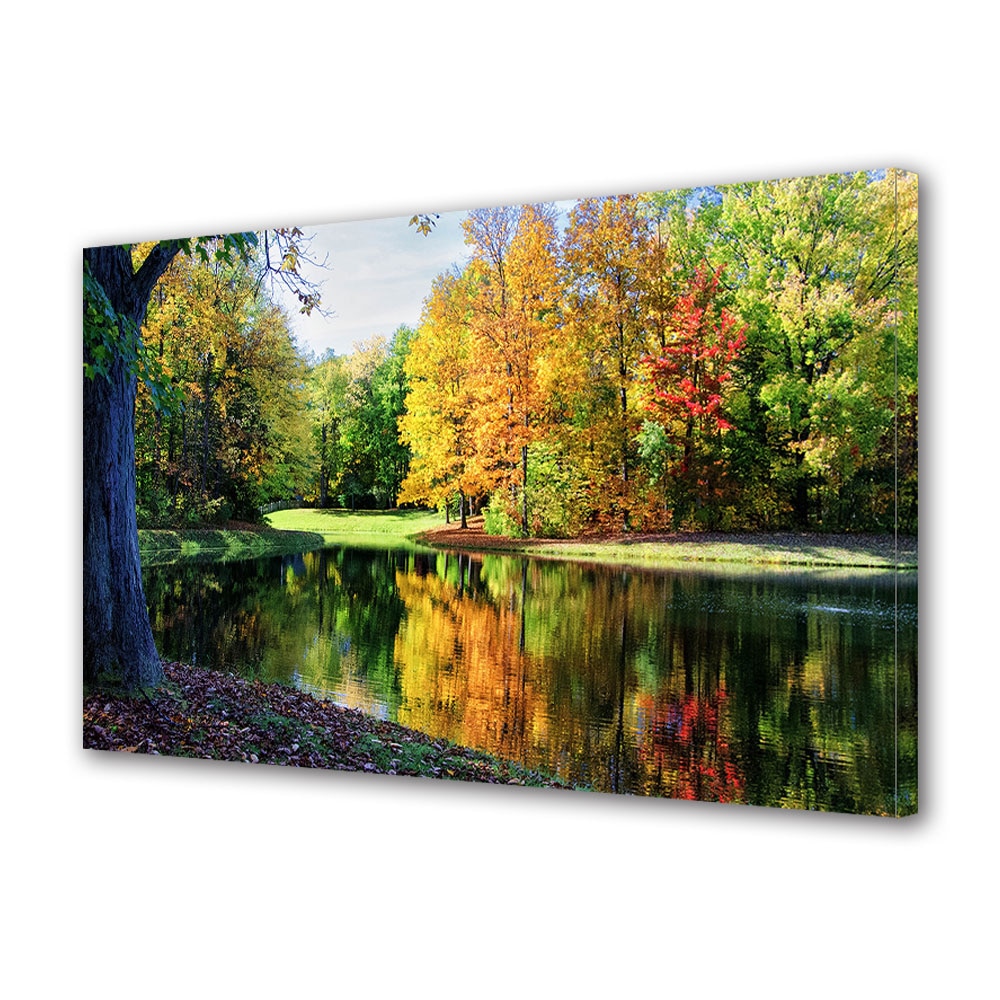 Tablou Canvas Luminos in intuneric VarioView LED, Toamna, Toamna pe malul lacului, 30 x 45 cm