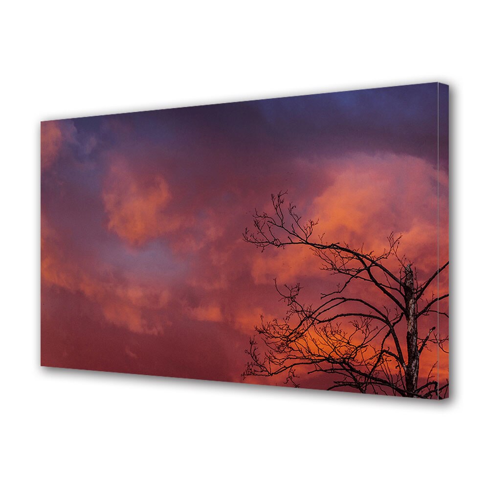 Tablou Canvas Luminos in intuneric VarioView LED, Toamna, Nori la apus, 30 x 45 cm