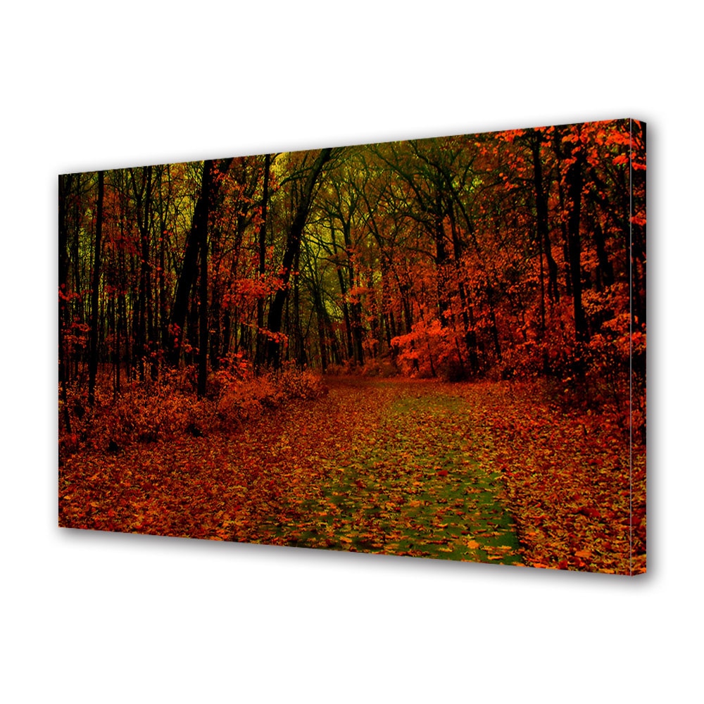 Tablou Canvas Luminos in intuneric VarioView LED, Toamna, Frunze rosii pe marginea drumului, 40 x 60 cm
