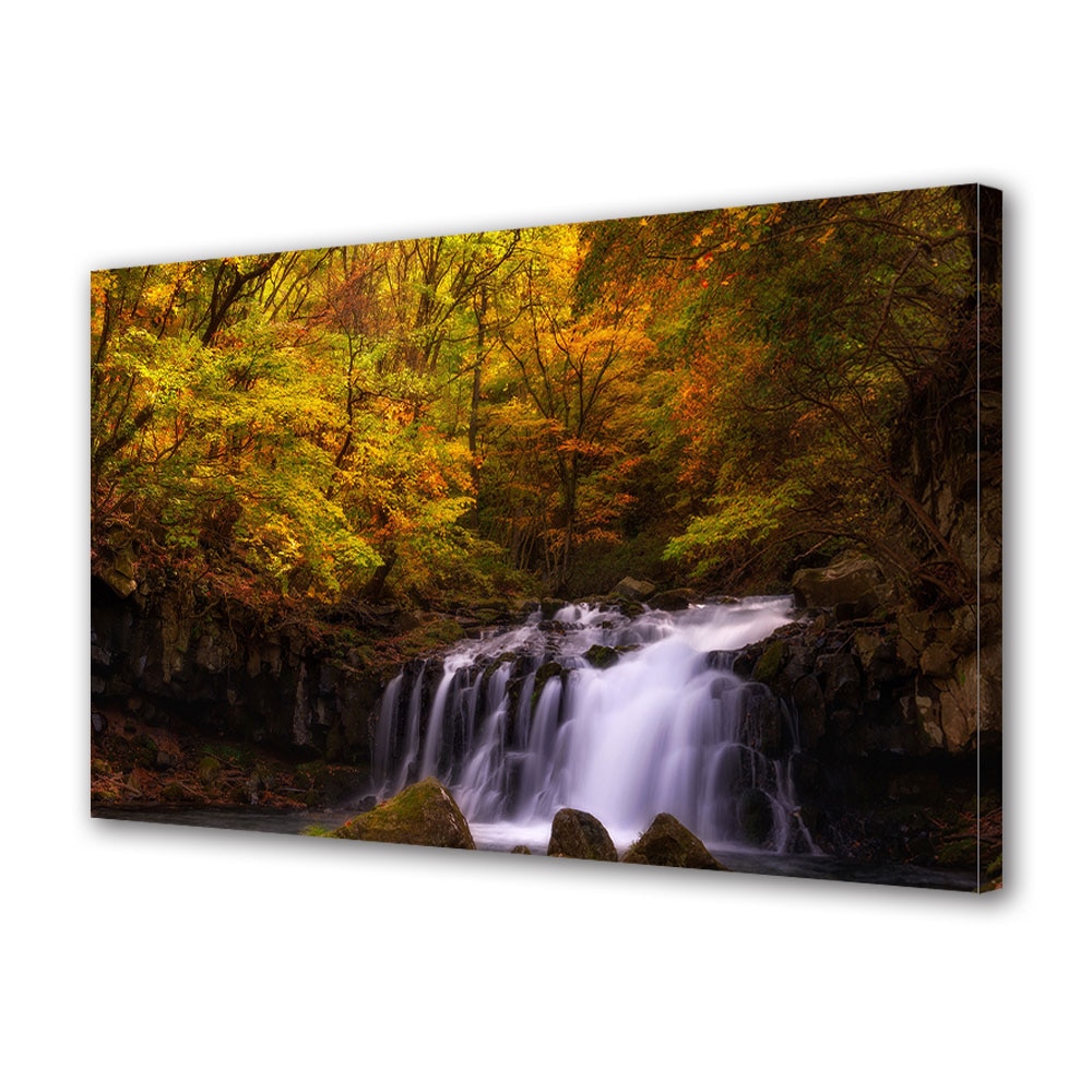 Tablou Canvas Luminos in intuneric VarioView LED, Toamna, Cascada in timp de toamna, 40 x 60 cm