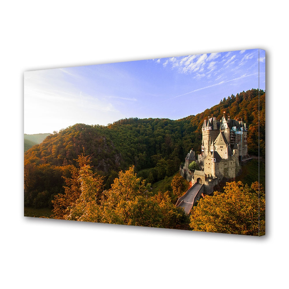 Tablou Canvas Luminos in intuneric VarioView LED, Toamna, Castel medieval printre dealuri, 30 x 45 cm