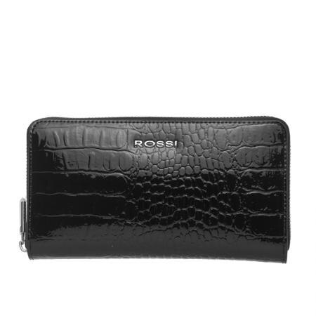 Portofel Rossi, RSC0418, Negru croco, Piele naturala