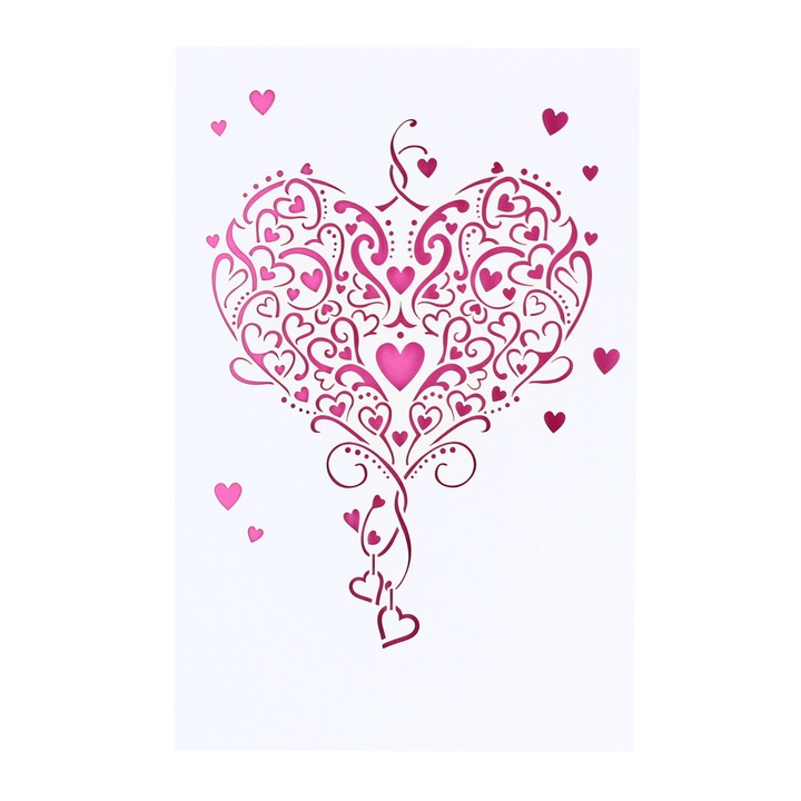 Felicitare Premium Laser Hearts
