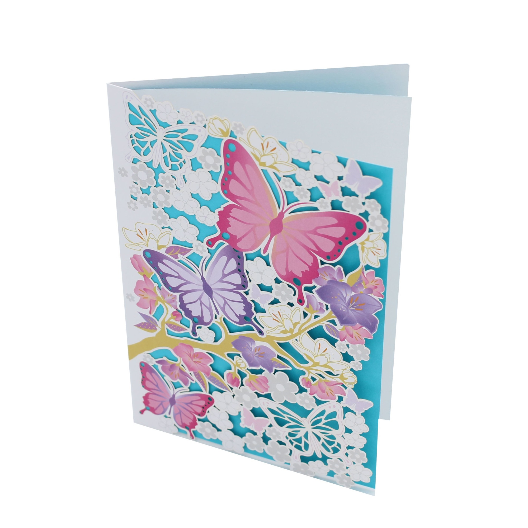 Felicitare Premium Laser Butterfly Garden