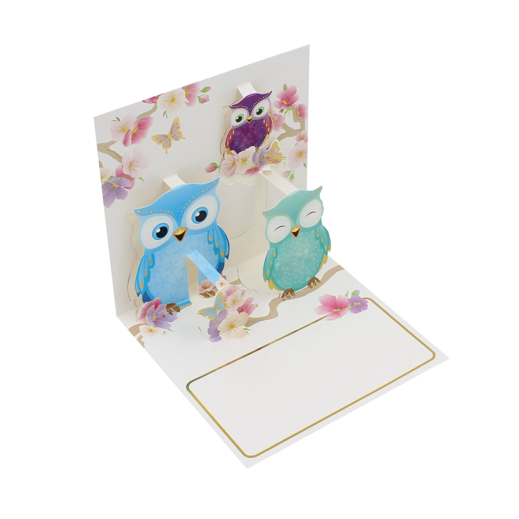 Felicitare 3D Premium Pop-up Owls