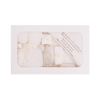 Trusou botez complet ,elegant, culoare alb-ivory, setul contine 7 piese Trusou botez complet ,elegant, culoare alb-ivory, setul contine 7 piese