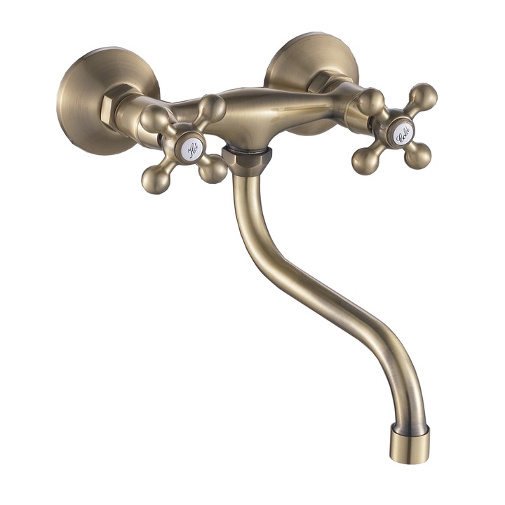 Konyhai mosogató csaptelep közepes csővel (15 cm) CasaBlanca RETRO BRE5, fényes bronz kivitelben