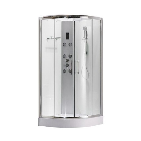 Cabina Dus Cu Hidromasaj Semirotunda Profil Crom Si Geam Transparent Kroner Vega 90 X 90 X 218 Cm Emag Ro