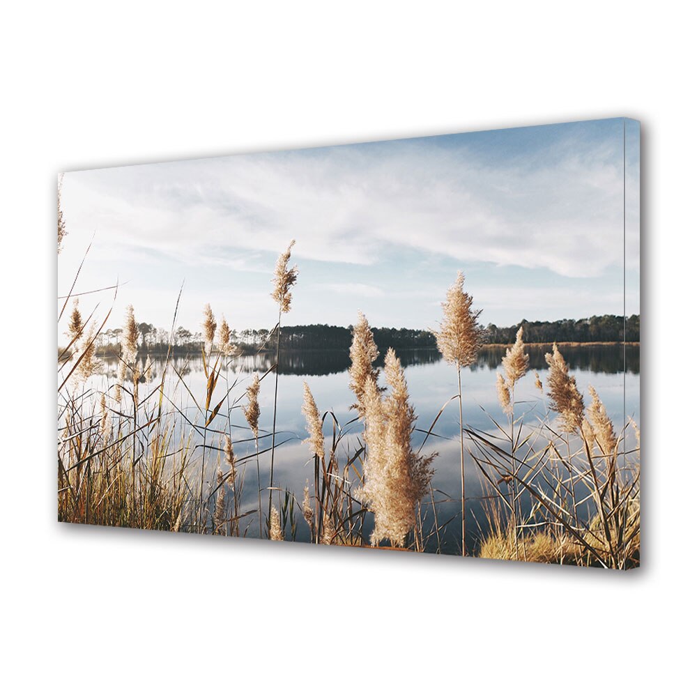 Tablou Canvas Luminos in intuneric VarioView LED, Toamna, Stuf pe malul lacului, 40 x 60 cm