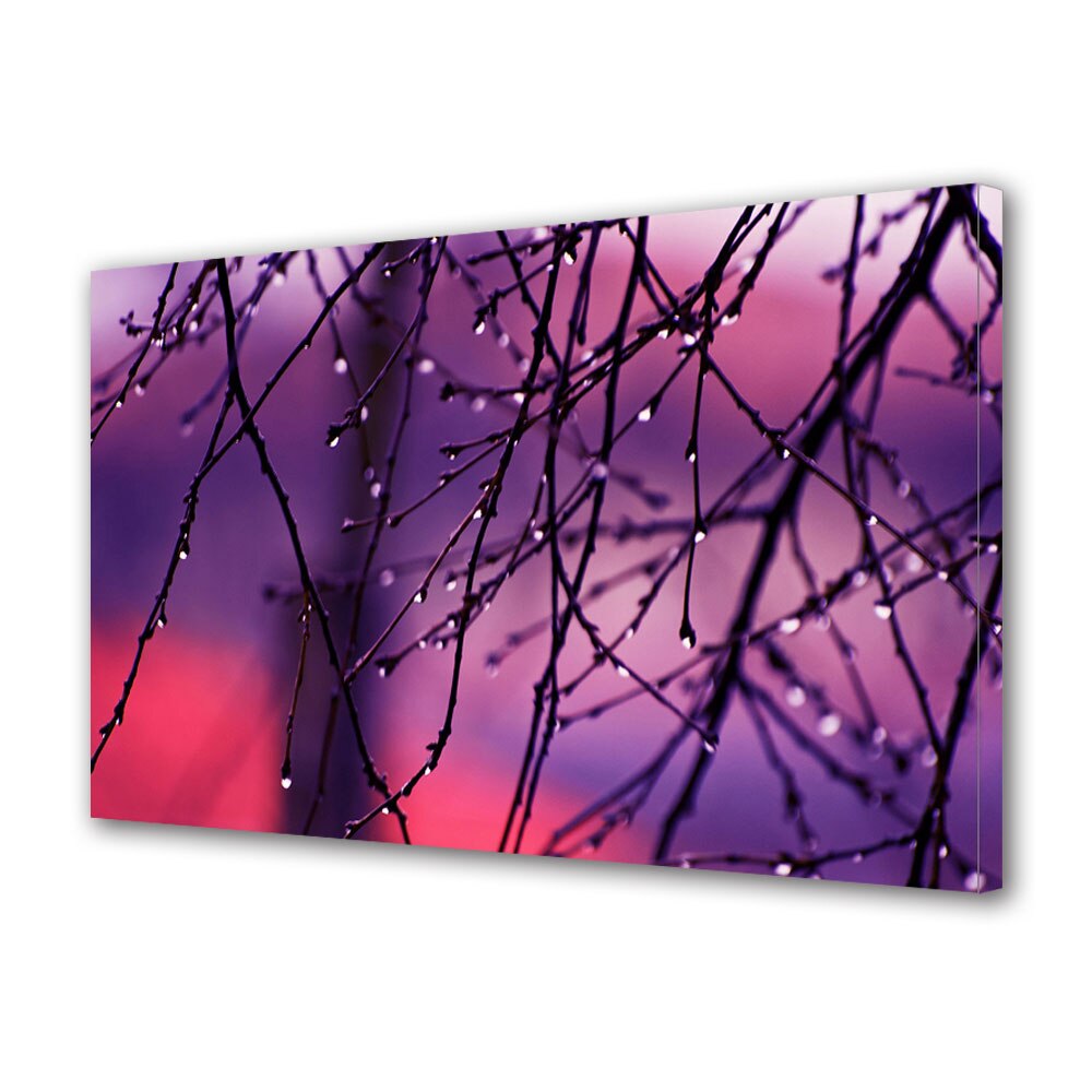 Tablou Canvas Luminos in intuneric VarioView LED, Toamna, Picaturi in lumina violet, 30 x 45 cm
