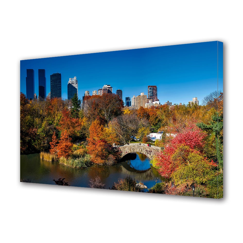 Tablou Canvas Luminos in intuneric VarioView LED, Toamna, Plimbare de toamna in oras, 30 x 45 cm