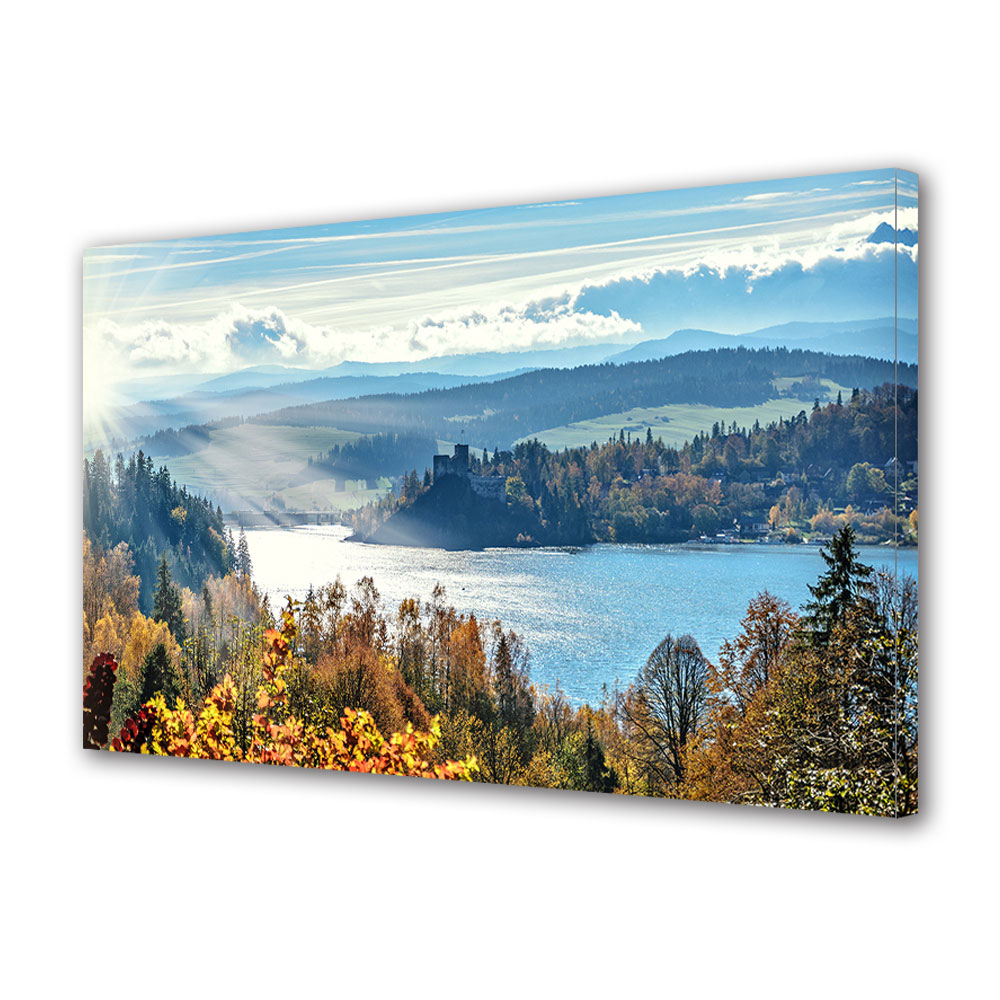 Tablou Canvas Luminos in intuneric VarioView LED, Toamna, Castel pe malul lacului, 40 x 60 cm