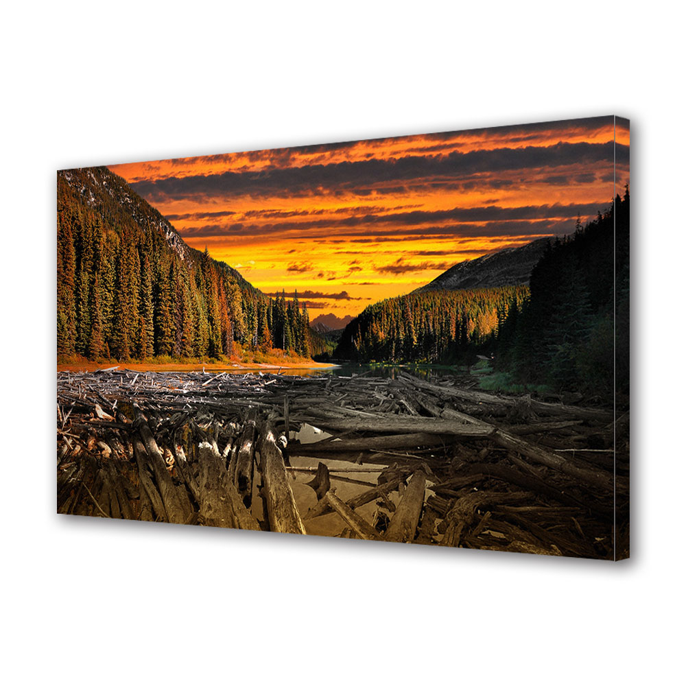 Tablou Canvas Luminos in intuneric VarioView LED, Toamna, Trunchiuri uscate pe lac, 30 x 45 cm
