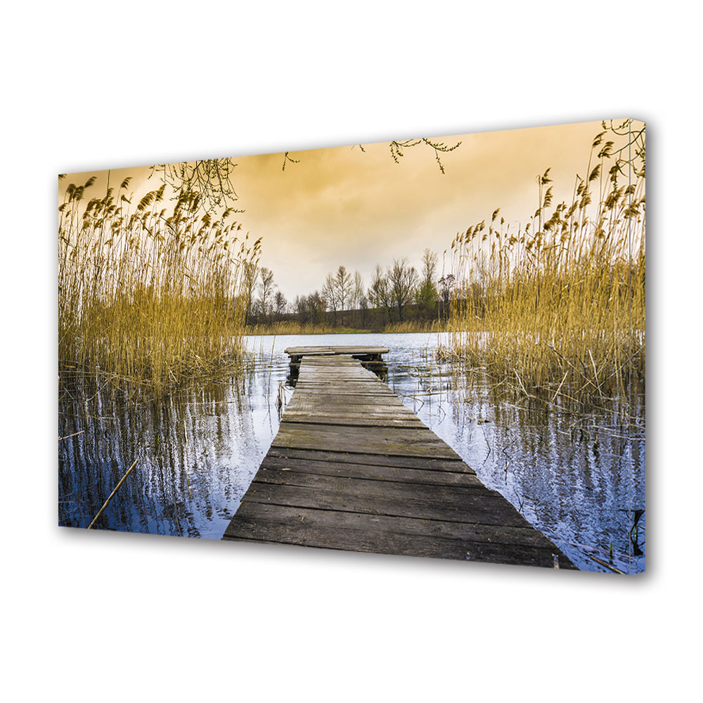 Tablou Canvas Luminos in intuneric VarioView LED, Toamna, Ponton prin stufaris, 30 x 45 cm