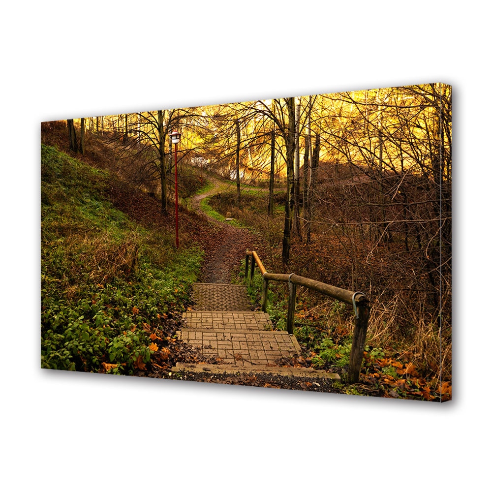 Tablou Canvas Luminos in intuneric VarioView LED, Toamna, Carare spre lac, 40 x 60 cm