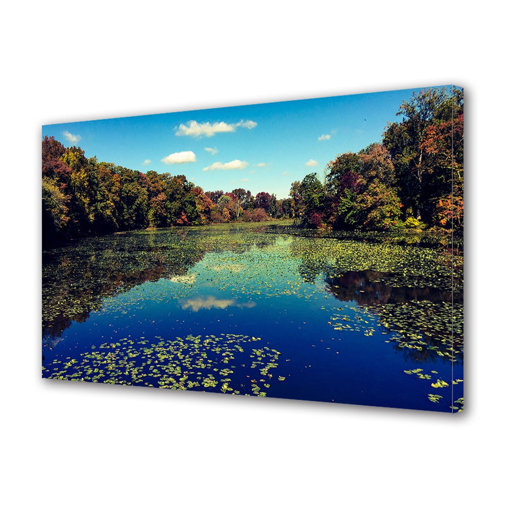 Tablou Canvas Luminos in intuneric VarioView LED, Toamna, Lacul cu nuferi, 30 x 45 cm