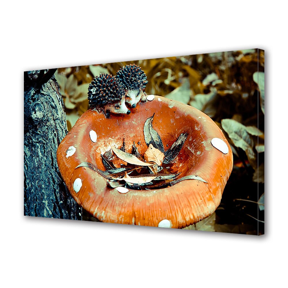 Tablou Canvas Luminos in intuneric VarioView LED, Toamna, Arici pe ciuperca, 40 x 60 cm