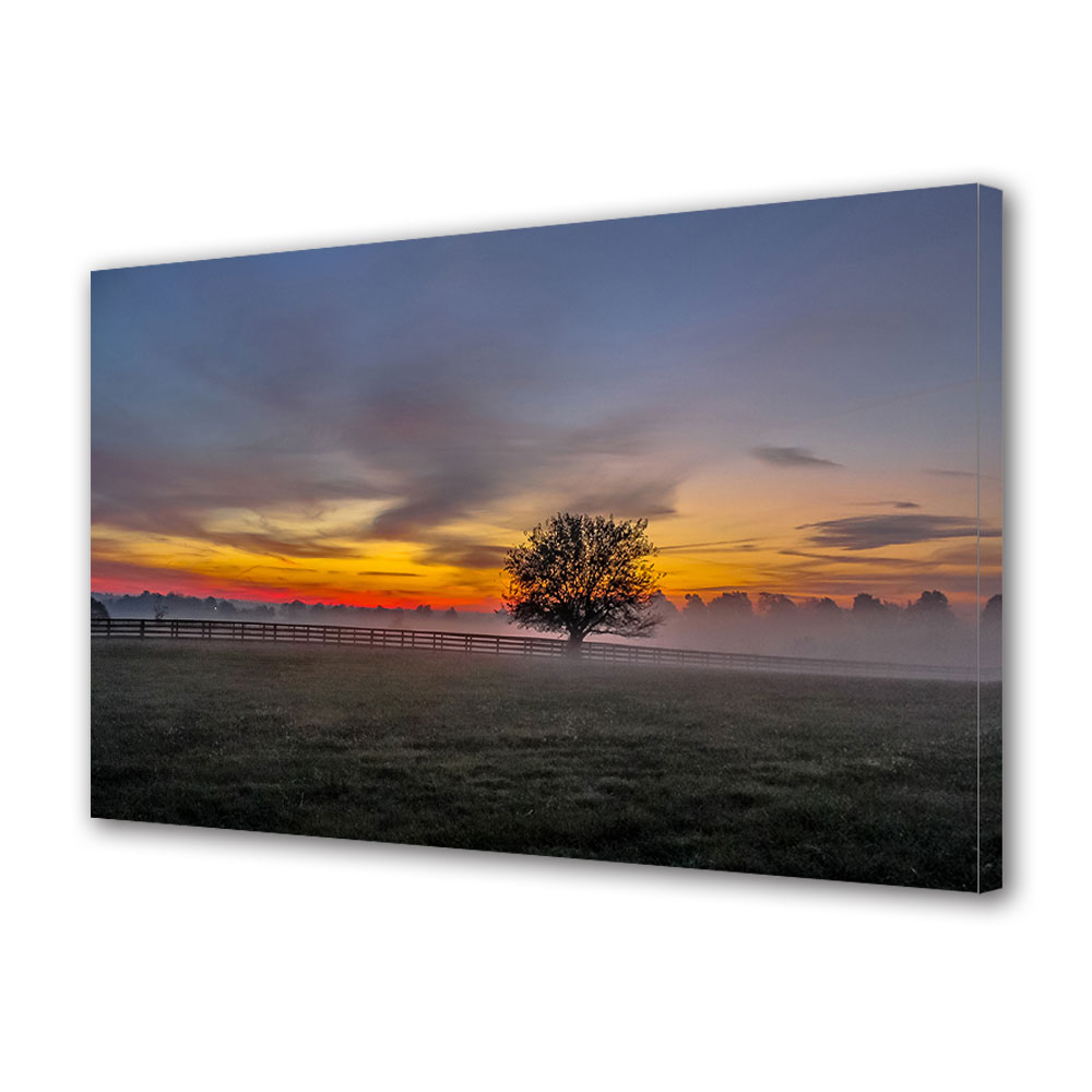 Tablou Canvas Luminos in intuneric VarioView LED, Toamna, Se lasa ceata dupa apus, 30 x 45 cm