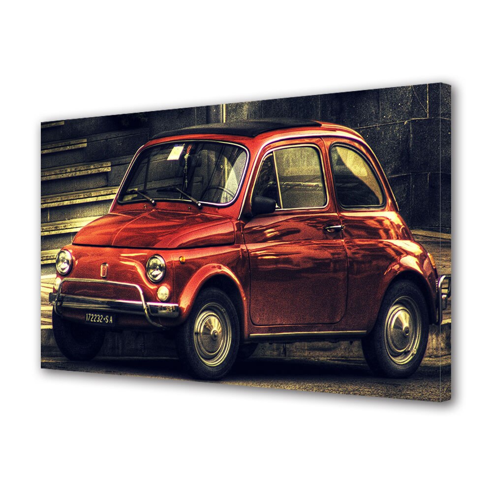 Tablou Canvas Luminos in intuneric VarioView LED, Auto Moto, FIAT 500 Rosu, 40 x 60 cm