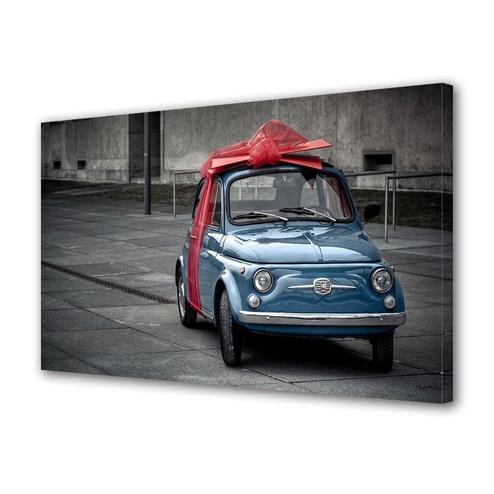 Tablou Canvas Luminos in intuneric VarioView LED, Auto Moto, FIAT 500 Cadou, 40 x 60 cm