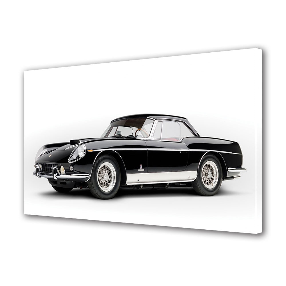 Tablou Canvas Luminos in intuneric VarioView LED, Auto Moto, Ferrari Vintage Alb Negru, 30 x 45 cm