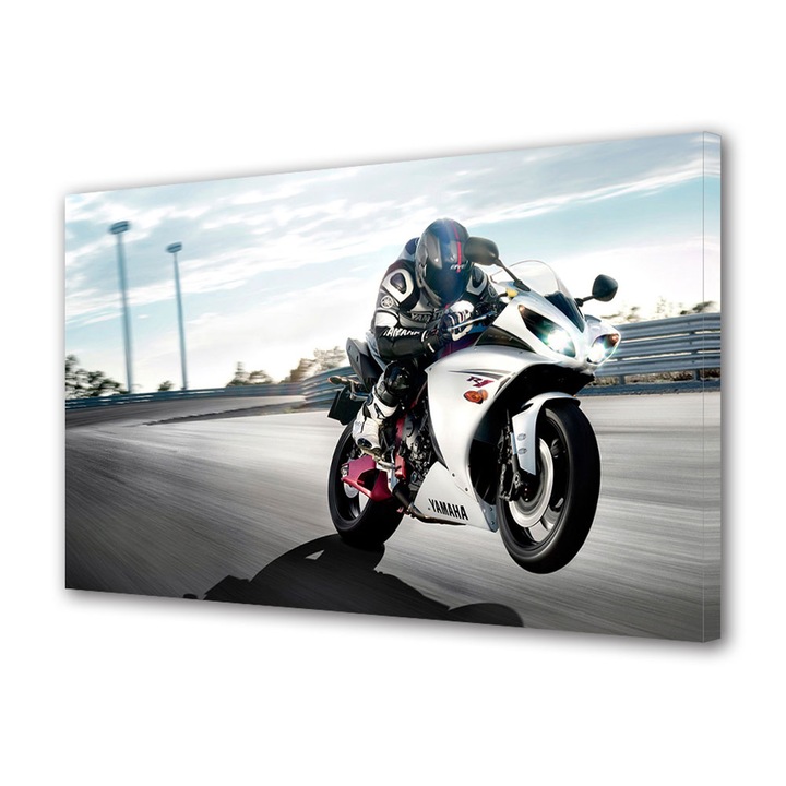 Tablou Canvas Luminos in intuneric VarioView LED, Auto Moto, Motocicleta de Viteza Yamaha R1, 30 x 45 cm