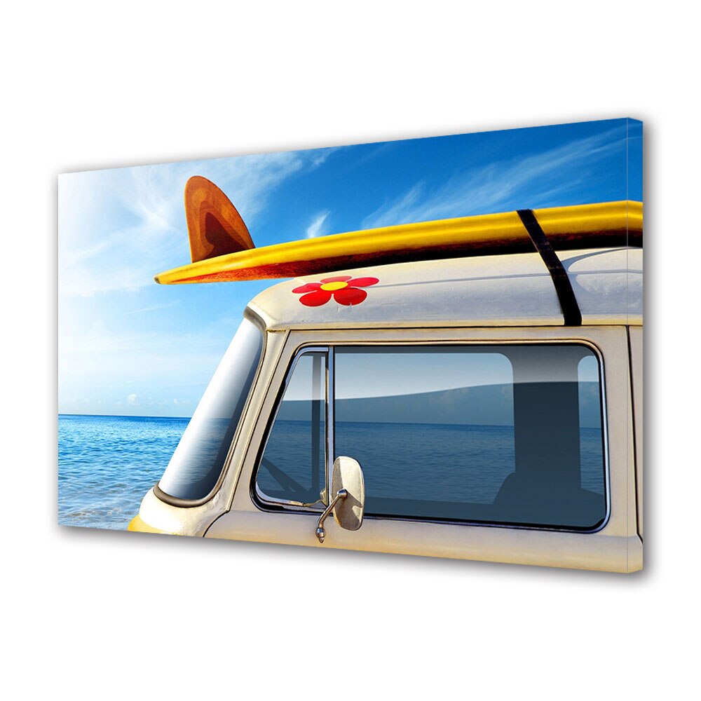 Tablou Canvas Luminos in intuneric VarioView LED, Auto Moto, VW Transporter la Plaja, 40 x 60 cm