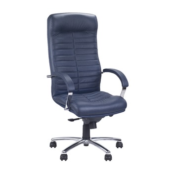 Scaun de birou directorial Orion Steel Chrome, piele naturala, albastru Scaun de birou directorial Orion Steel Chrome, piele naturala, albastru