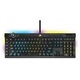 Клавиатура Gaming Corsair K100, RGB подсветка, Механична, Switch optic-mecanic Corsair OPX Rapidfire, Макро и мултимедийни бутони, Алуминиева рамка, Черен