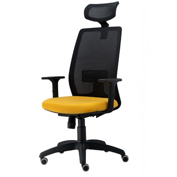 Scaun ergonomic de birou TRAFFIC CHAIRS CONCEPT, mesh NEGRU, sezut GALBEN, spatar si tetiera MESH, brate reglabile, mecanism multiblock, suport lombar reglabil Scaun ergonomic de birou TRAFFIC CHAIRS CONCEPT, mesh NEGRU, sezut GALBEN, spatar si tetiera MESH, brate reglabile, mecanism multiblock, suport lombar reglabil