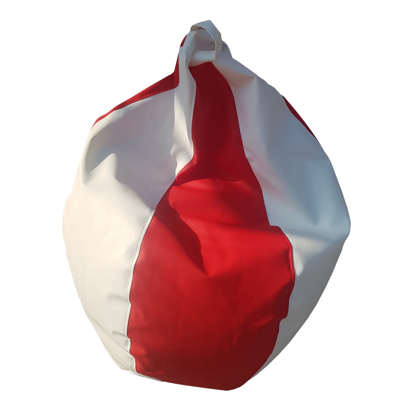 Fotoliu Puf BEAN BAGS, tip para, cu maner, piele ecologica, pentru interior/exterior, Alb/Rosu