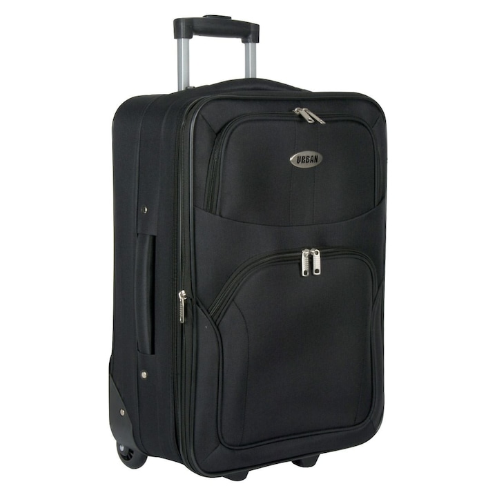 Куфар за ръчен багаж Liberta Urban Basic plus, 2 безшумни колела, Катинар, Удароустойчив, 34 Литра, 38 х 22.5 х 54.5 cм, Черен