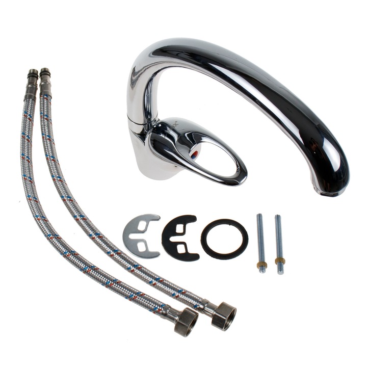 Смесител за кухня от неръждаема стомана, ZILAN, дълъг кран, мебел лебед, едноръкохватков, керамичен патрон 40мм / ZLN 7819