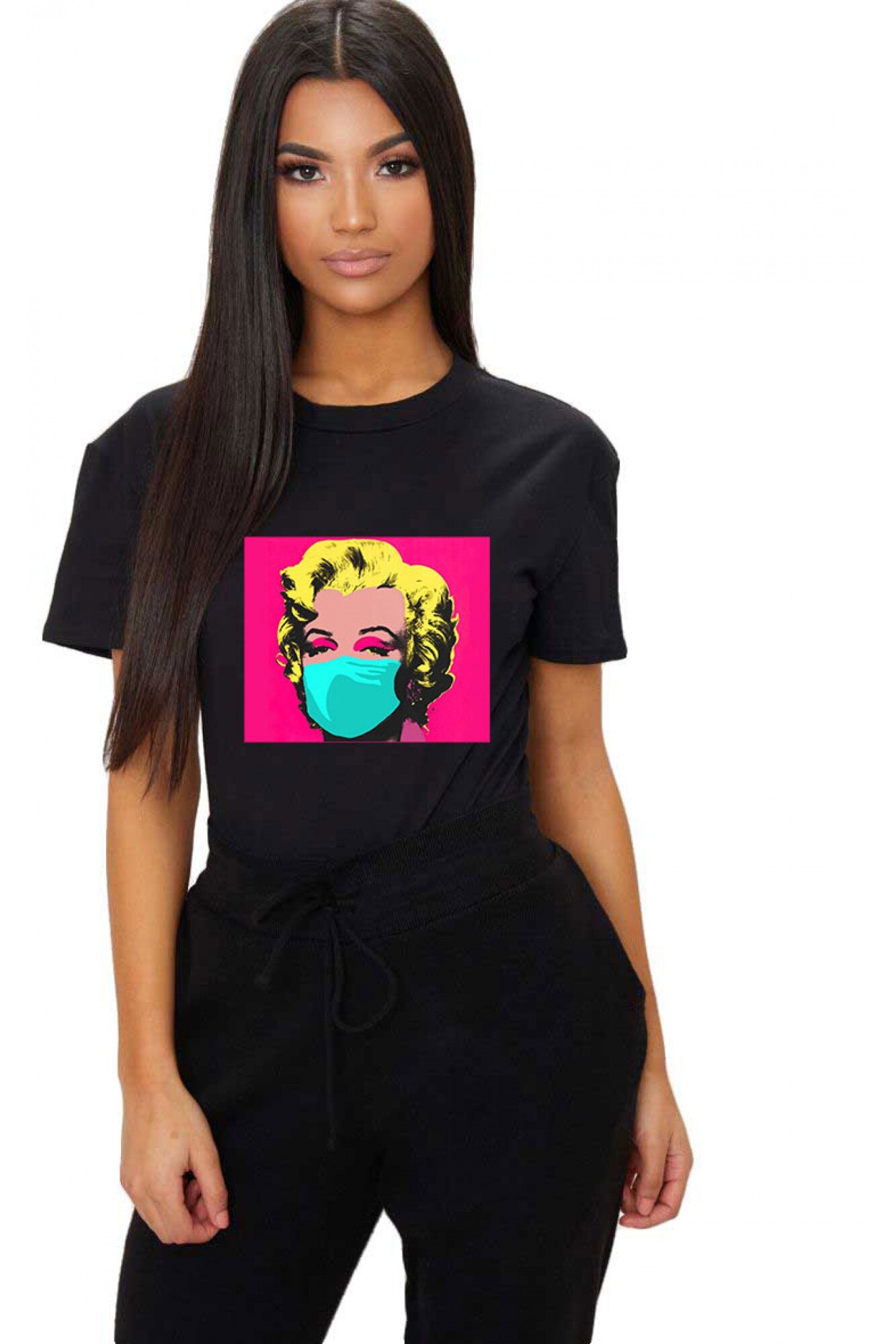 Tricou dama negru - Marilyn Monroe in Pandemie