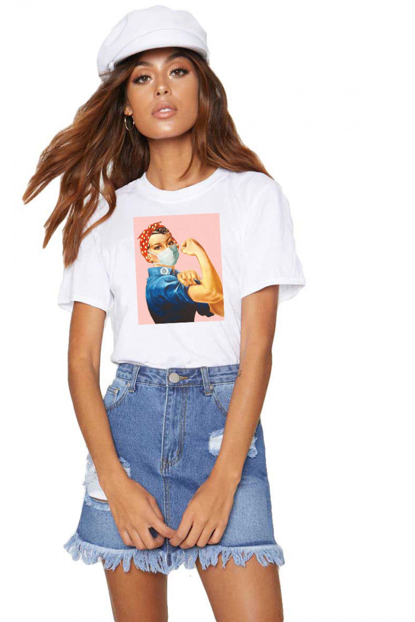 Tricou dama alb - Girl Power in Pandemie