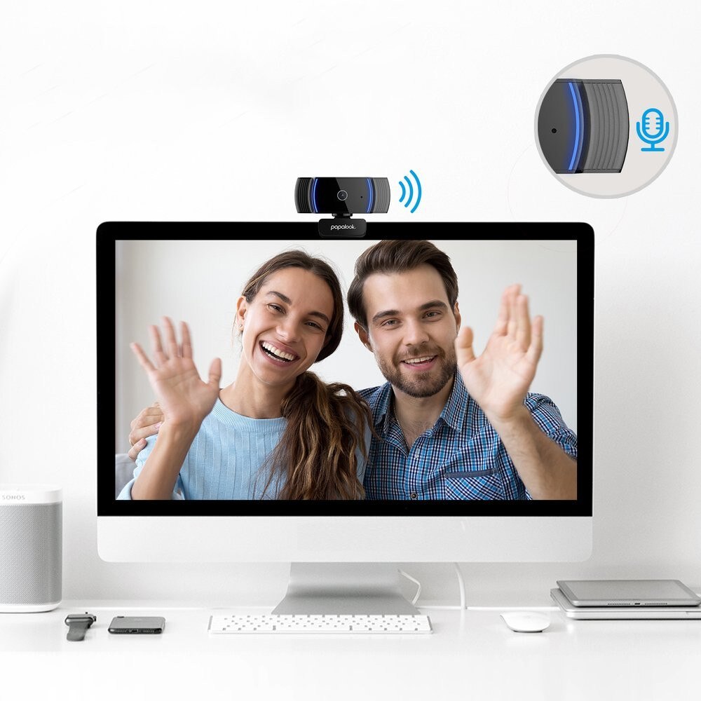 Papalook Full HD 1080p webcam with microphone for laptop monitor ...