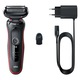 Самобръсначка Braun Series 5 51-R1000s Wet&Dry, AutoSense,Easy Clean, Easy Click, 3 бръснещи елемента, Червен/Черен