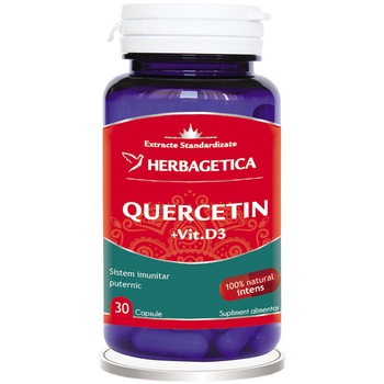 Supliment Alimentar Quercetin + Vitamina D3 Herbagetica, 30 capsule Supliment Alimentar Quercetin + Vitamina D3 Herbagetica, 30 capsule