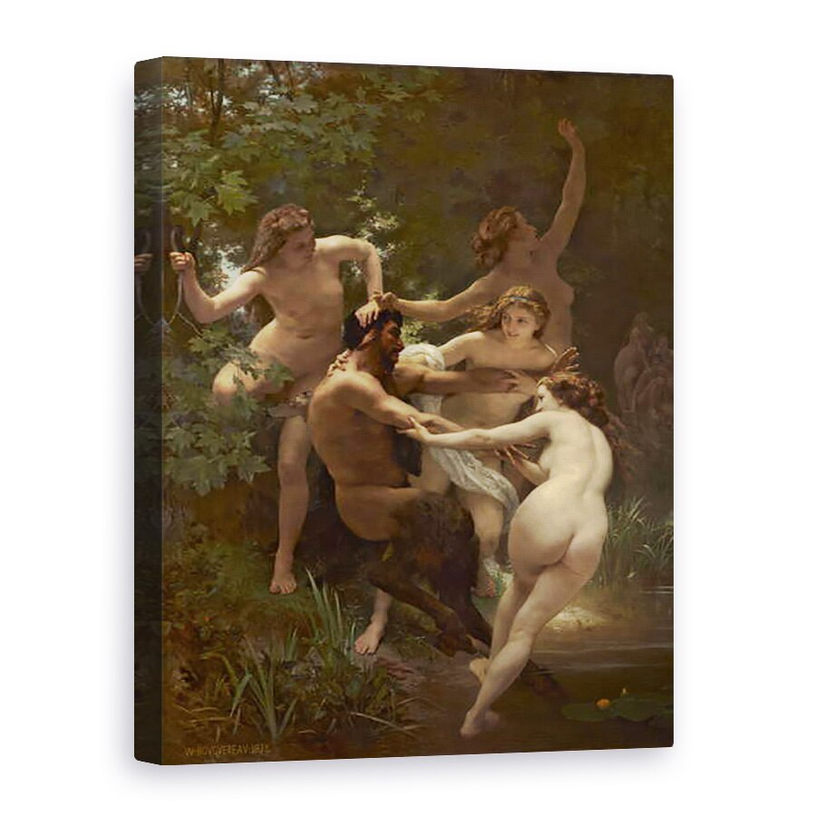 Tablou canvas - William-Adolphe Bouguereau - Nimfe si satyr, 60 x 80 cm