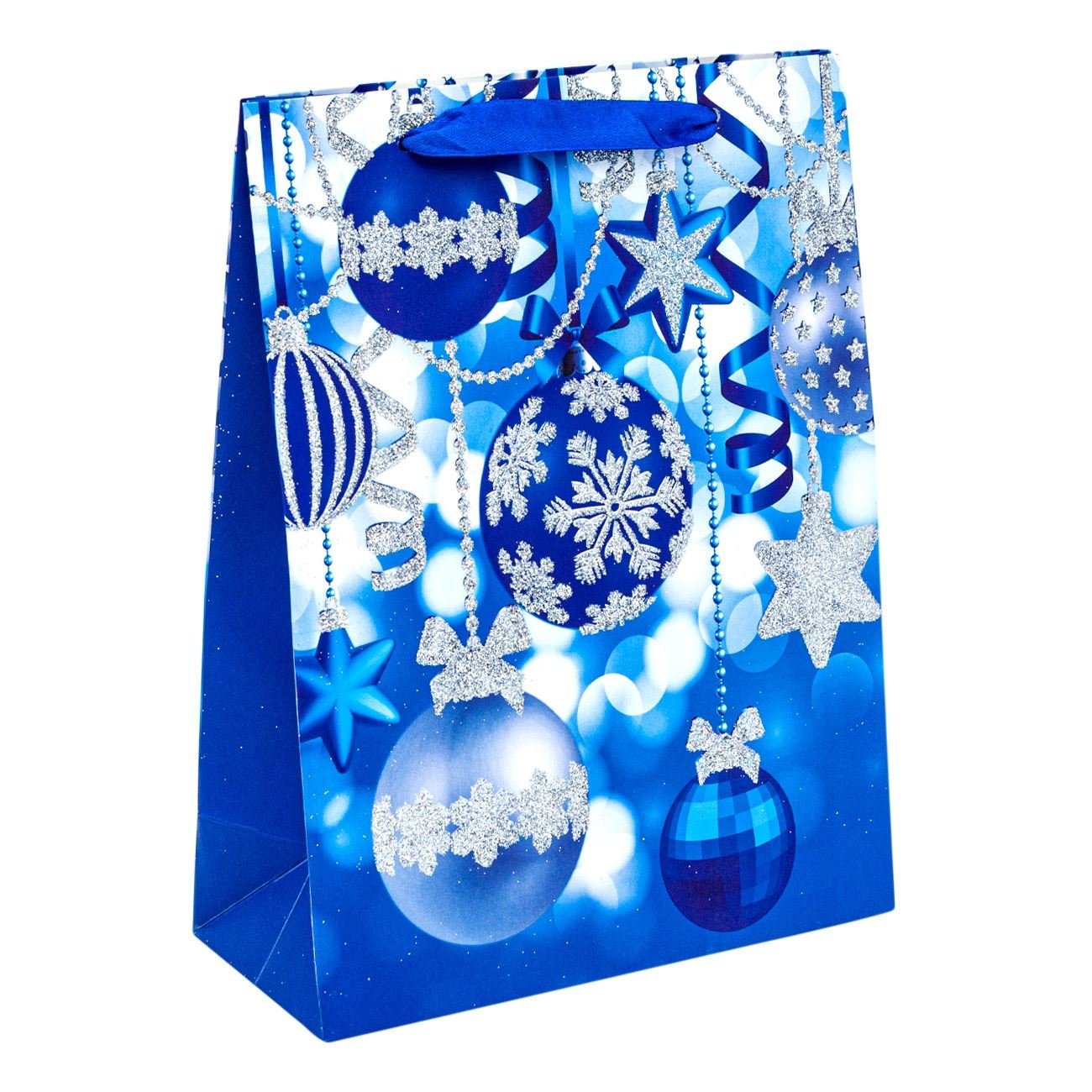 Punga cadou cu imprimeu globuri pentru brad de Craciun, Lioness, 18 x 8 x 24 cm