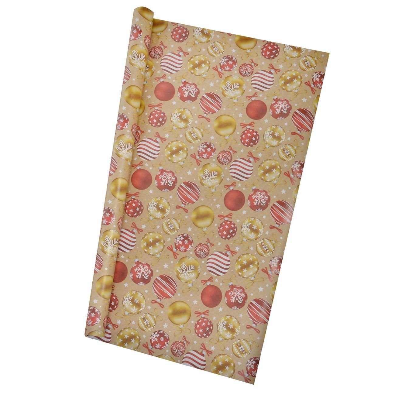 Hartie de impachetat cadouri de Craciun cu imprimeu globuri colorate, 70 x 200 cm