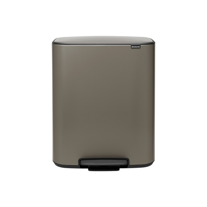 Brabantia Bo Pedal Bin pedálos hulladékgyűjtő szagmentesen záródó Soft-Close fedél, műanyag tartály, 60L - M méret, acél, platinaszürke - 211409