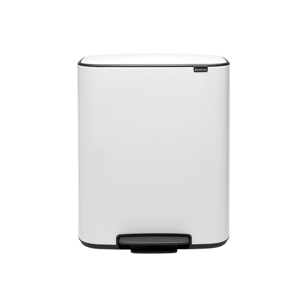 Cos de gunoi Brabantia Bo Pedal, 2x30L, Otel inoxidabil, Alb