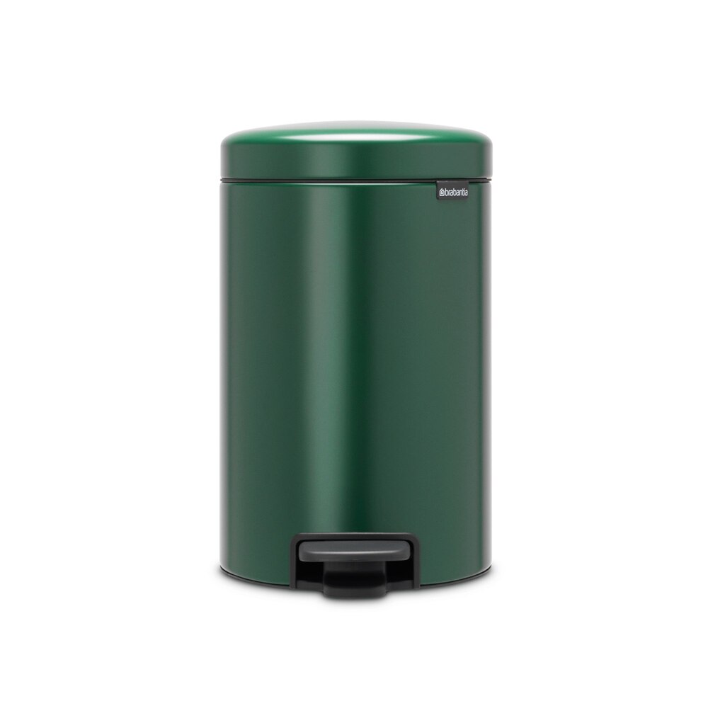 Cos de gunoi cu pedala Brabantia Newlcon Pedal, Din otel inoxidabil, 12L, Verde/Negru