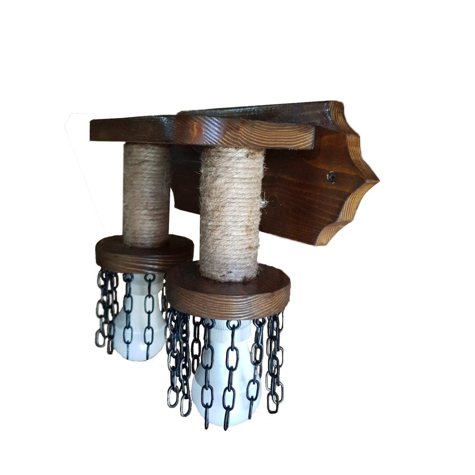 Corp iluminat decorativ rustic Metaxa Wood OD9, E27, lemn natur, 29.5x13.5x25 cm