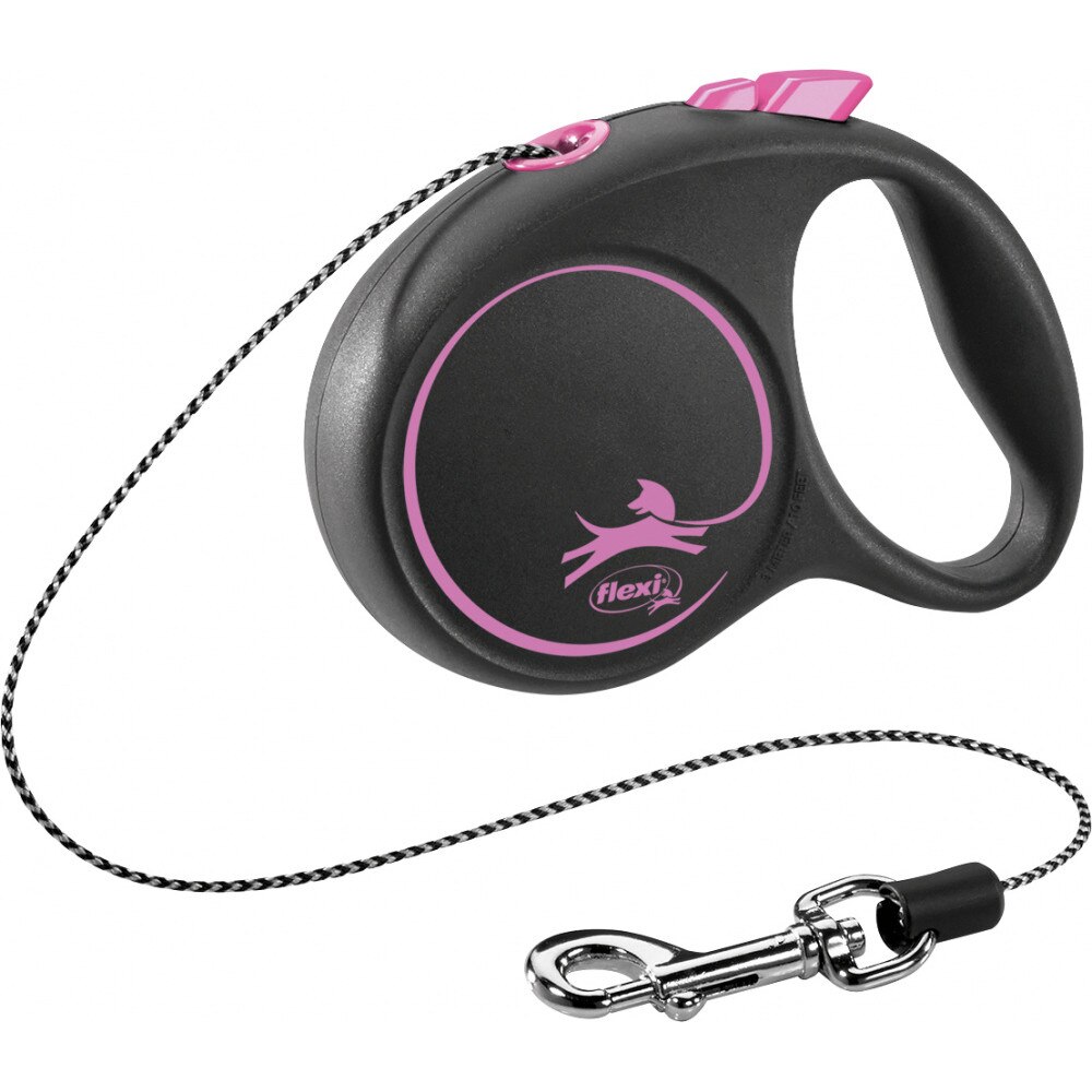 Lesa Flexi Black Design Retractabila Snur XS 3 m/8 kg Roz 12246