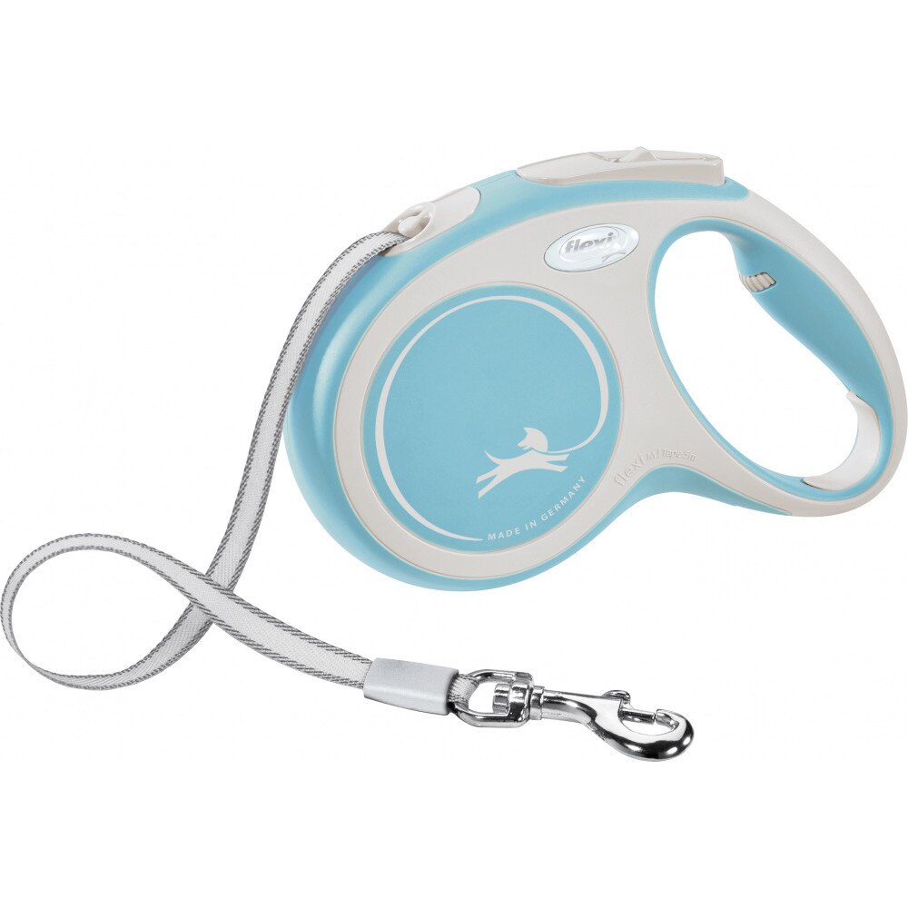 Lesa Flexi New Comfort Retractabila Banda M 5 m/ 25 kg Albastru Deschis 213504
